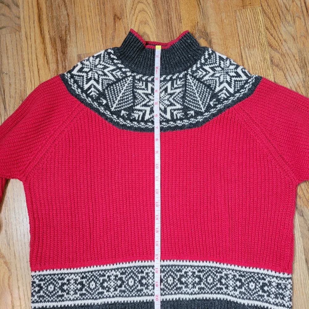 B intage Marsh Landing Red and Gray Women's Sweater Size M Nordic Swiss Campfire - Picture 12 of 12